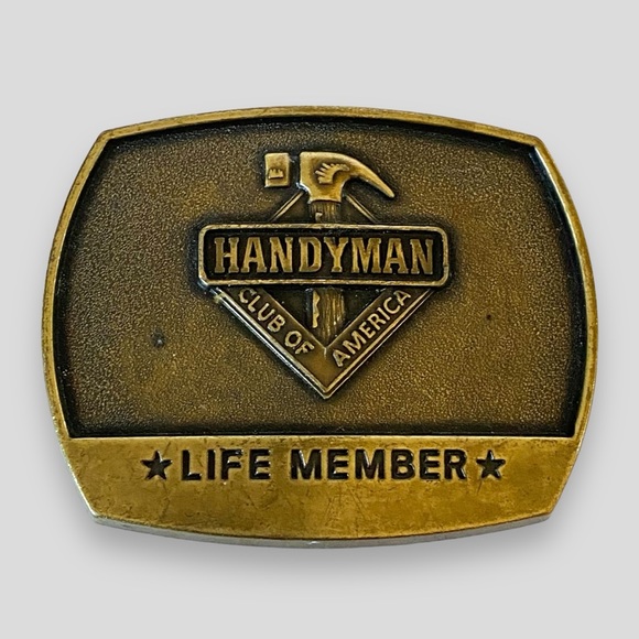 Vintage 1996 Handyman Club of America Life Member Brass Belt Buckle - Picture 1 of 6
